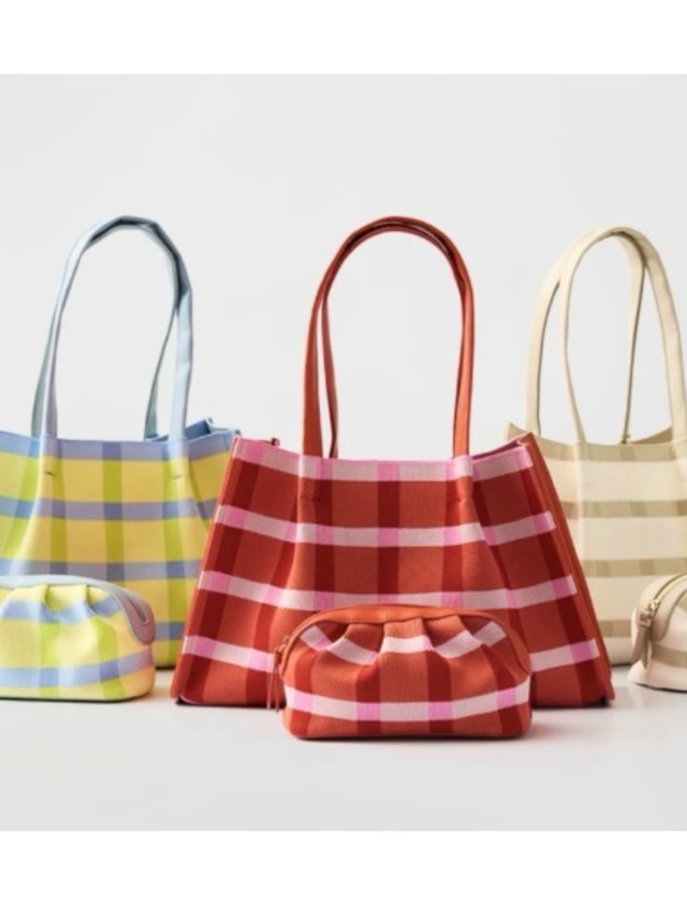 Neiman Marcus Blue and Yellow Tote with Matching Pouch